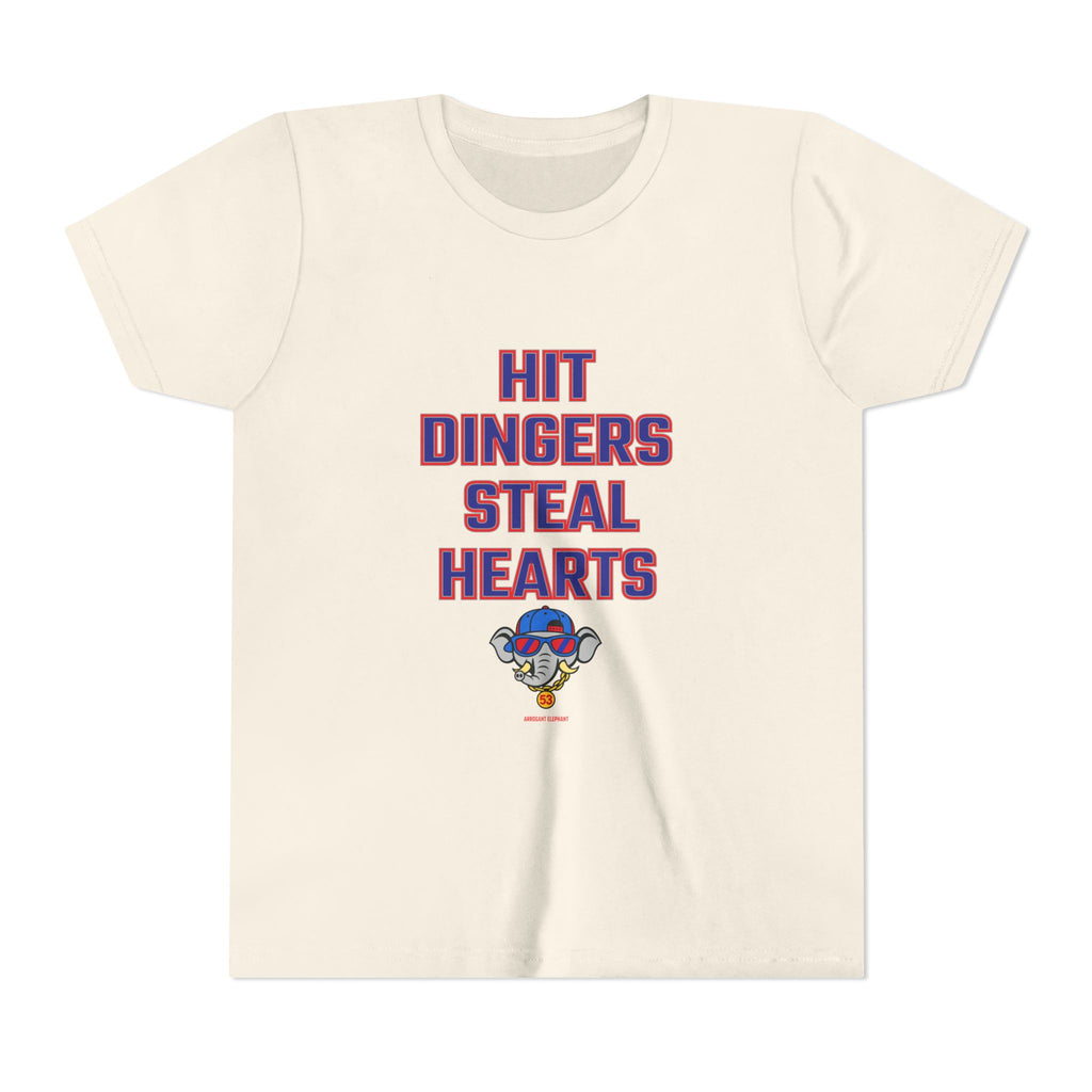 Arrogant Elephant™ Youth Baseball Shirt – Hit Dingers Steal Hearts Tee