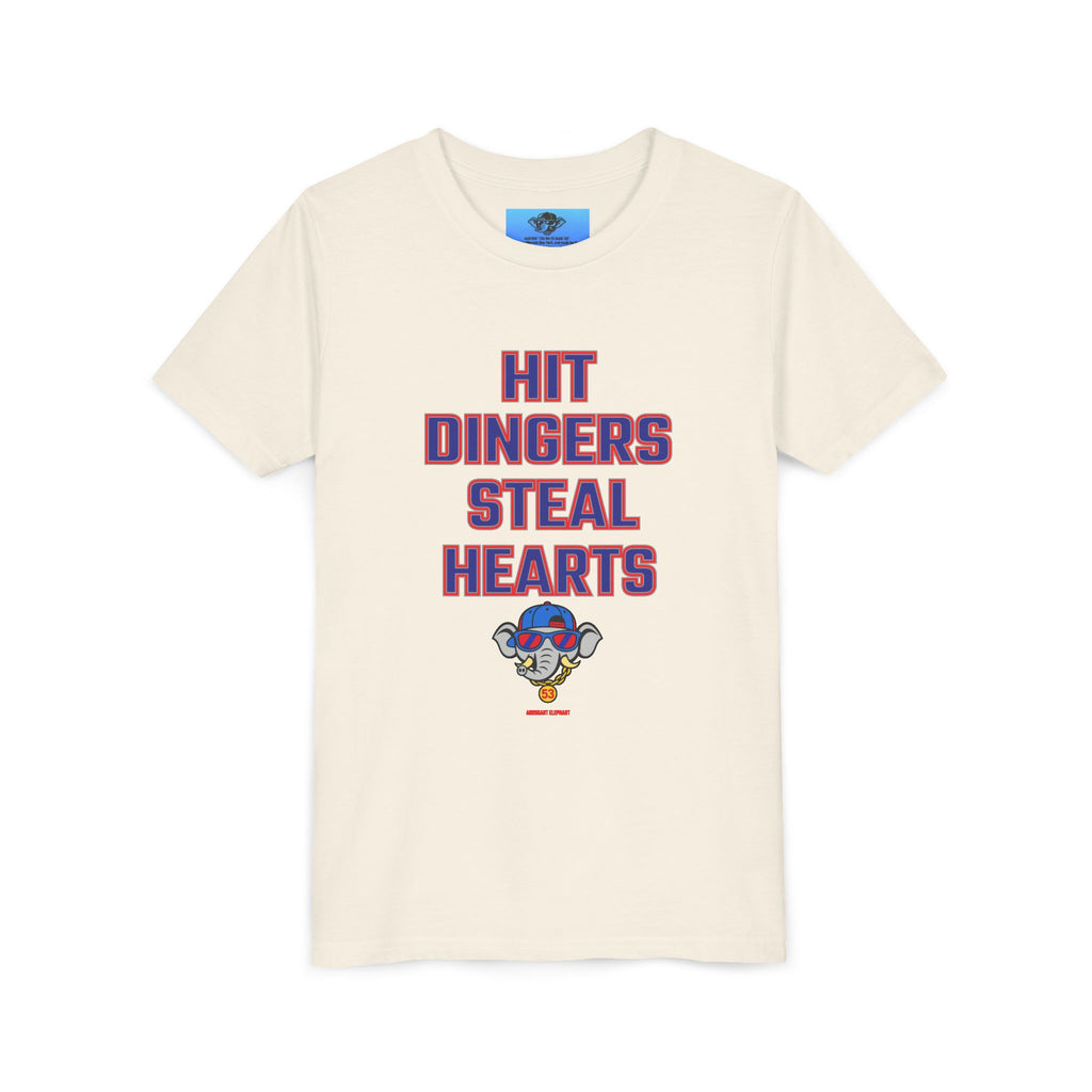 Arrogant Elephant™ Youth Baseball Shirt – Hit Dingers Steal Hearts Tee