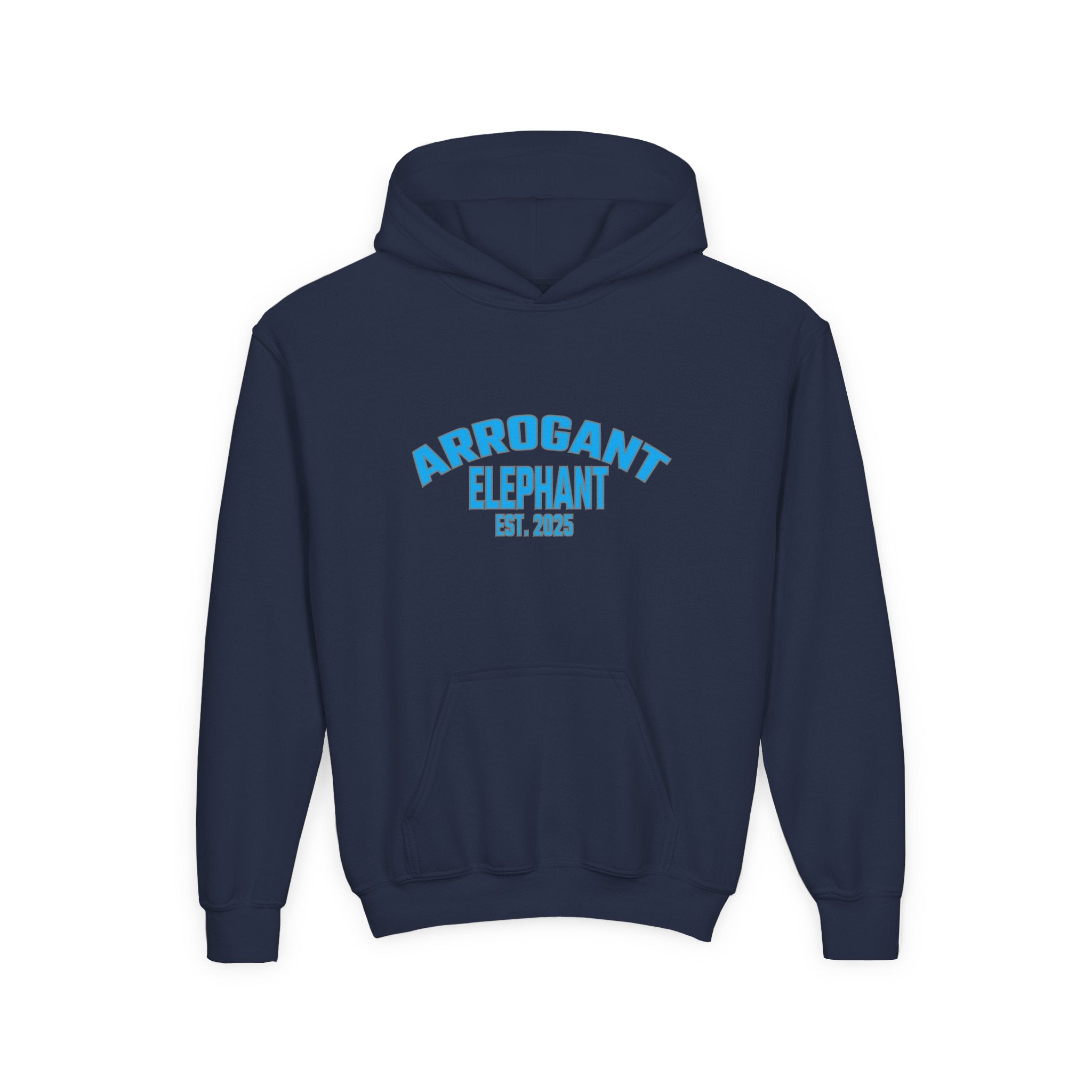 Arrogant Elephant™ Youth Hoodie – EST. 2025 - Retro Collegiate Graphic Sweatshirt