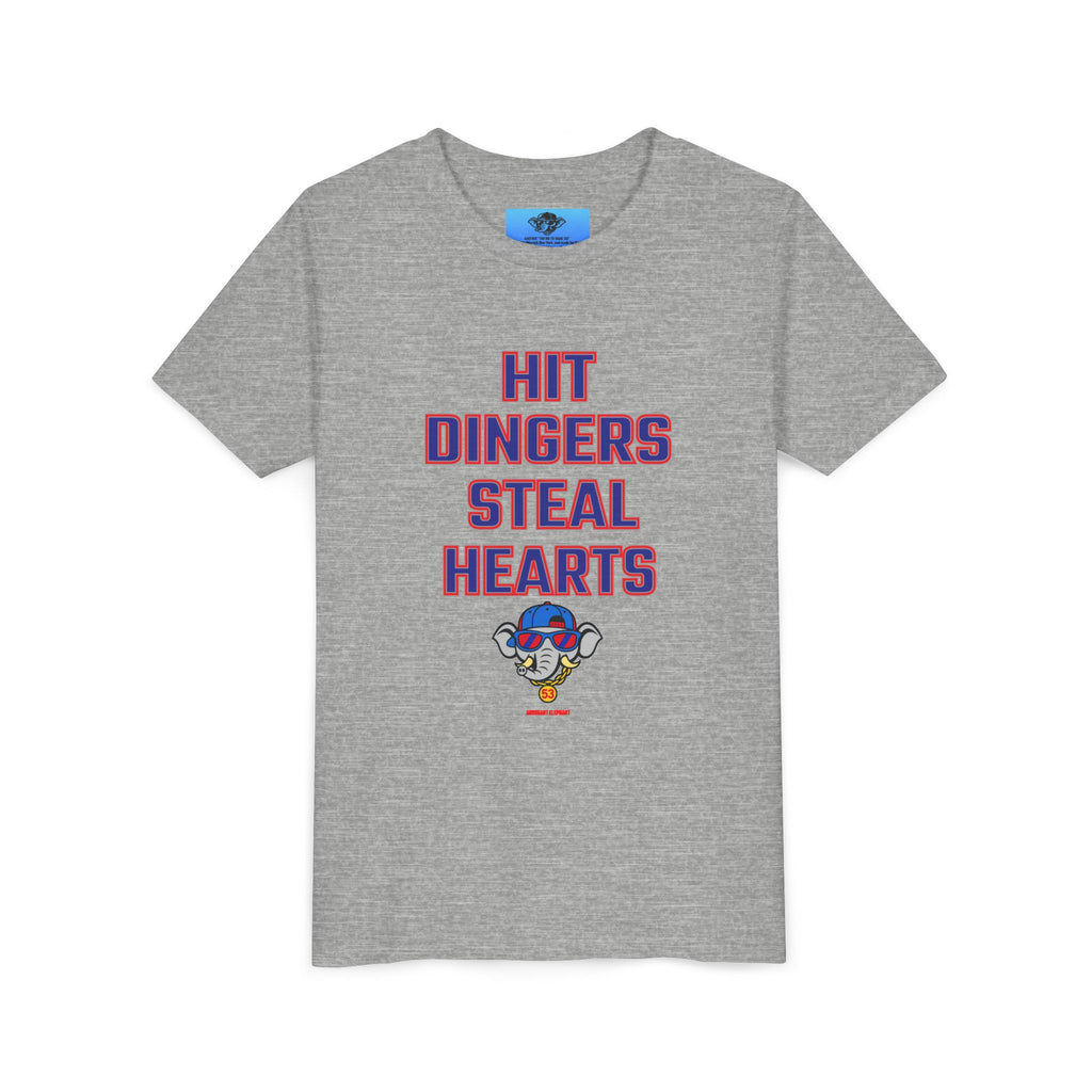Arrogant Elephant™ Youth Baseball Shirt – Hit Dingers Steal Hearts Tee