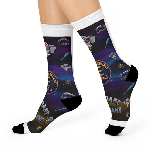 ARROGANT ELEPHANT™ Baseball Crew Socks (Elephant in Space)