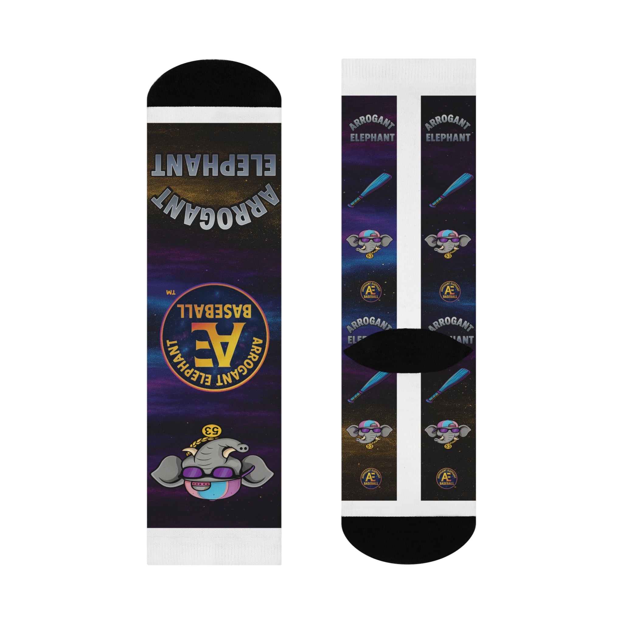 ARROGANT ELEPHANT™ Baseball Crew Socks (Elephant in Space)