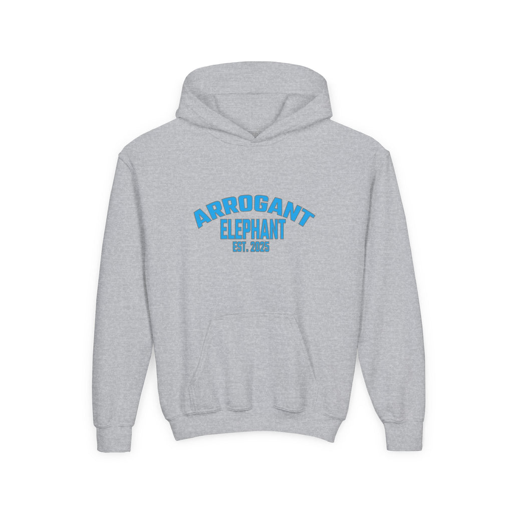 Arrogant Elephant™ Youth Hoodie – EST. 2025 - Retro Collegiate Graphic Sweatshirt