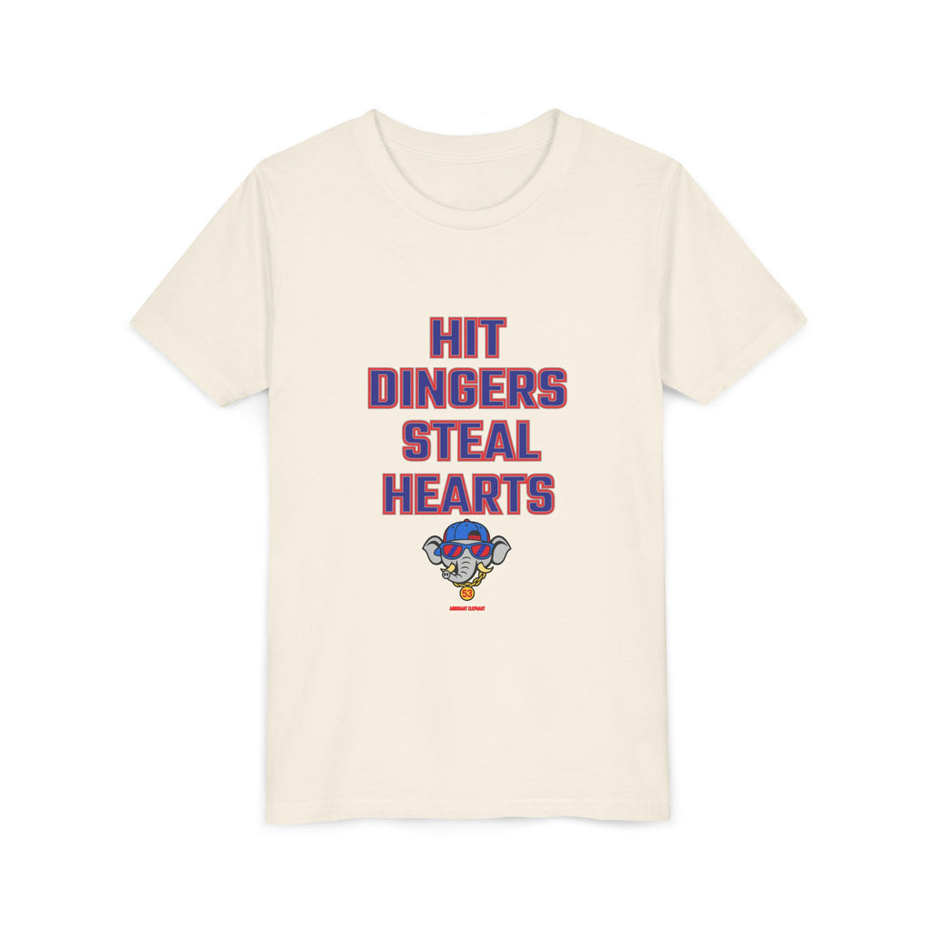 Arrogant Elephant™ Youth Baseball Shirt – Hit Dingers Steal Hearts Tee