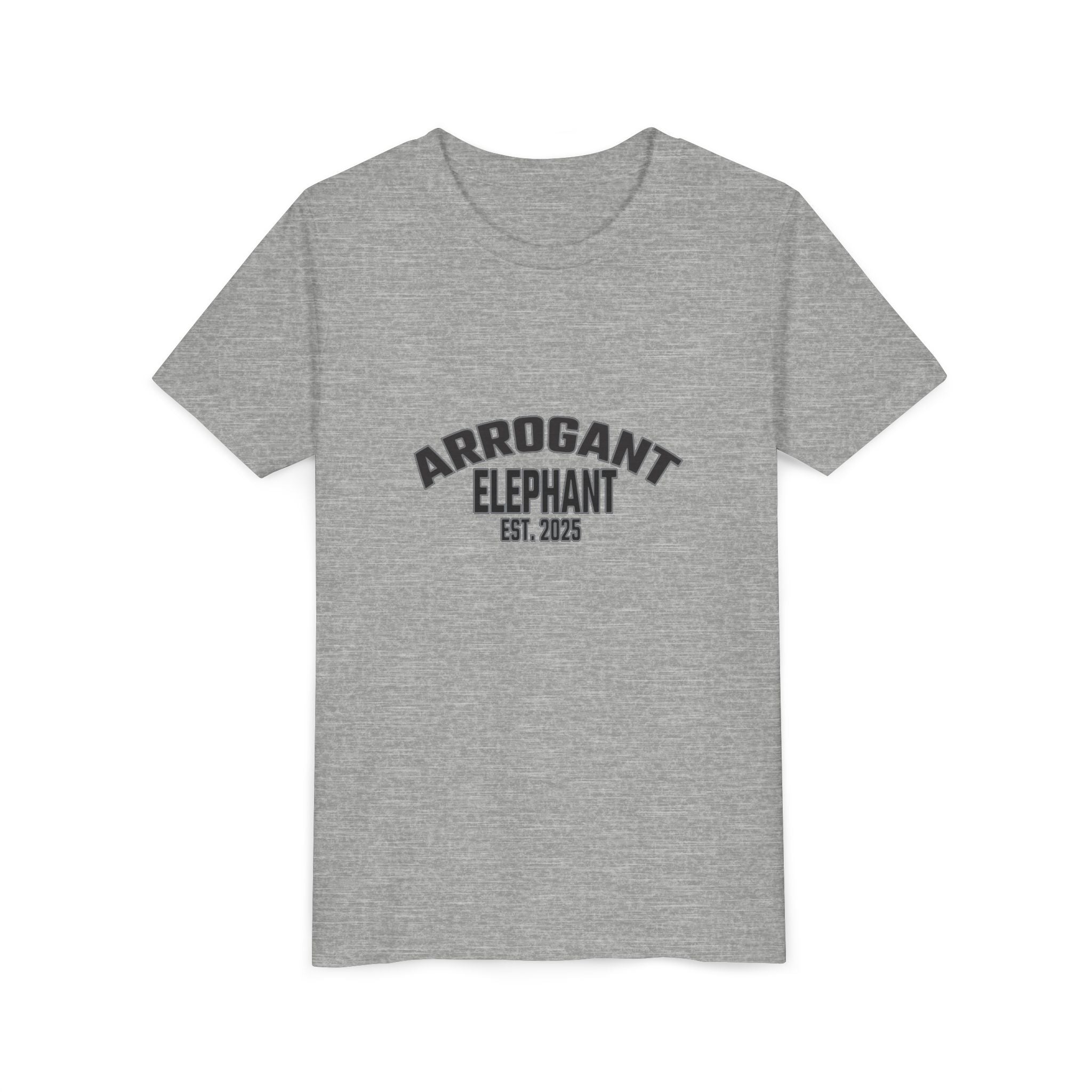 Arrogant Elephant Youth Tee — Retro Collegiate "Arrogant Elephant Est. 2025" Kids Shirt