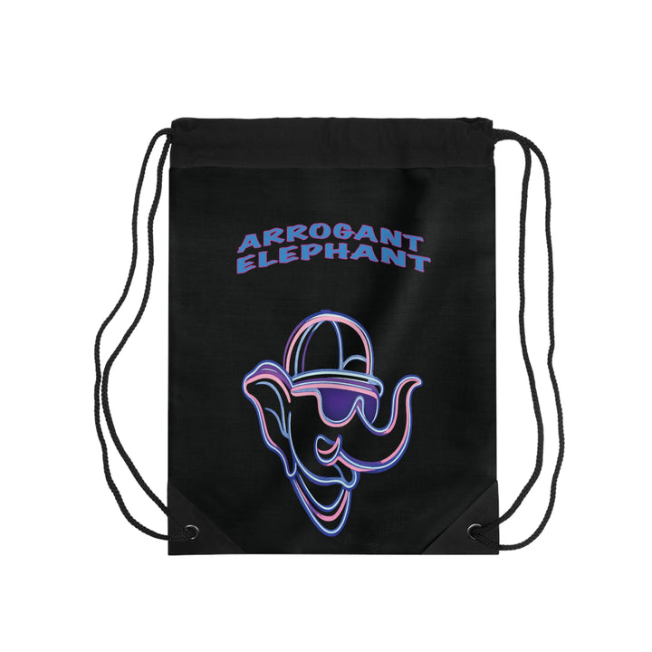 Arrogant Elephant Neon Drawstring Bag Black