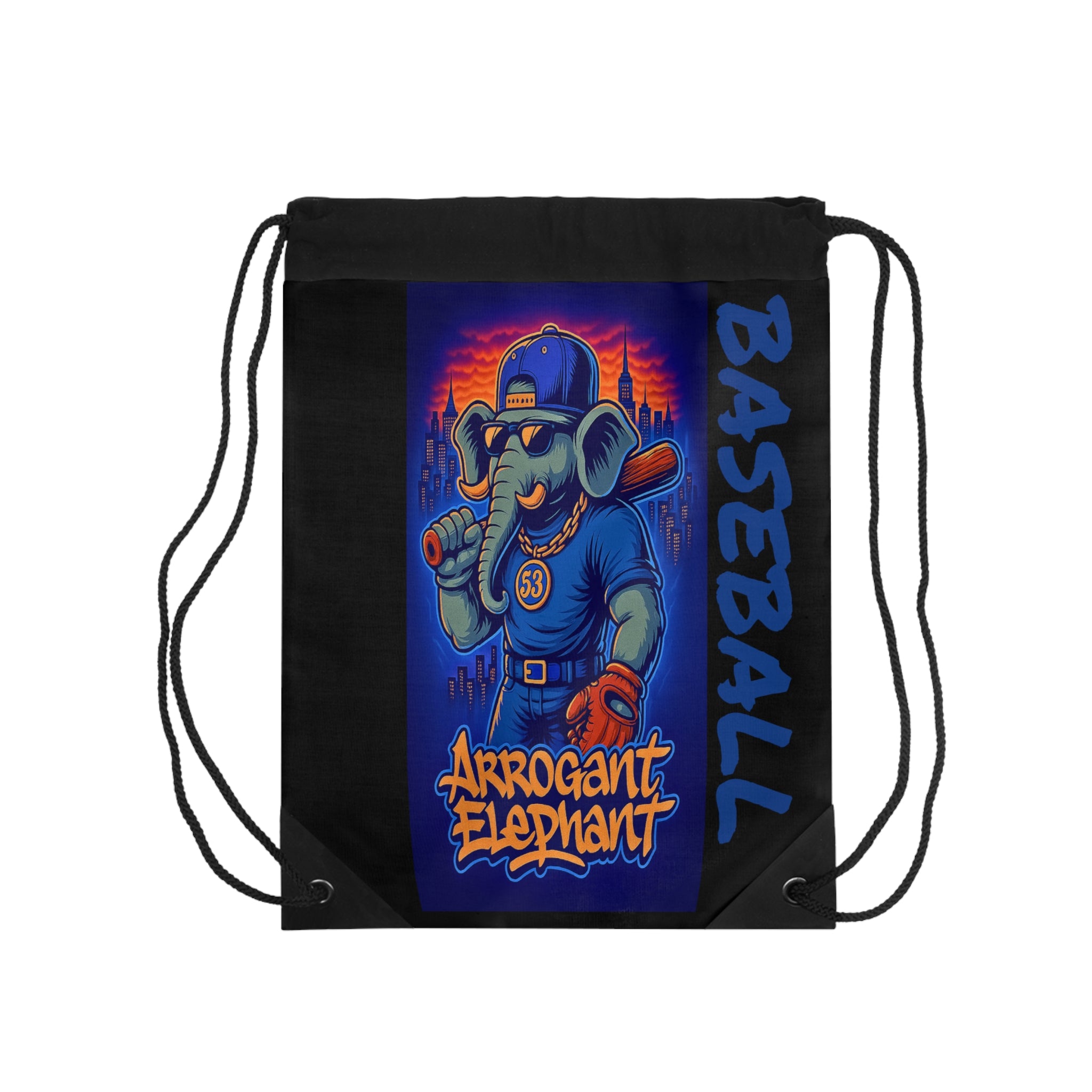 Elephant Baseball Drawstring Bag