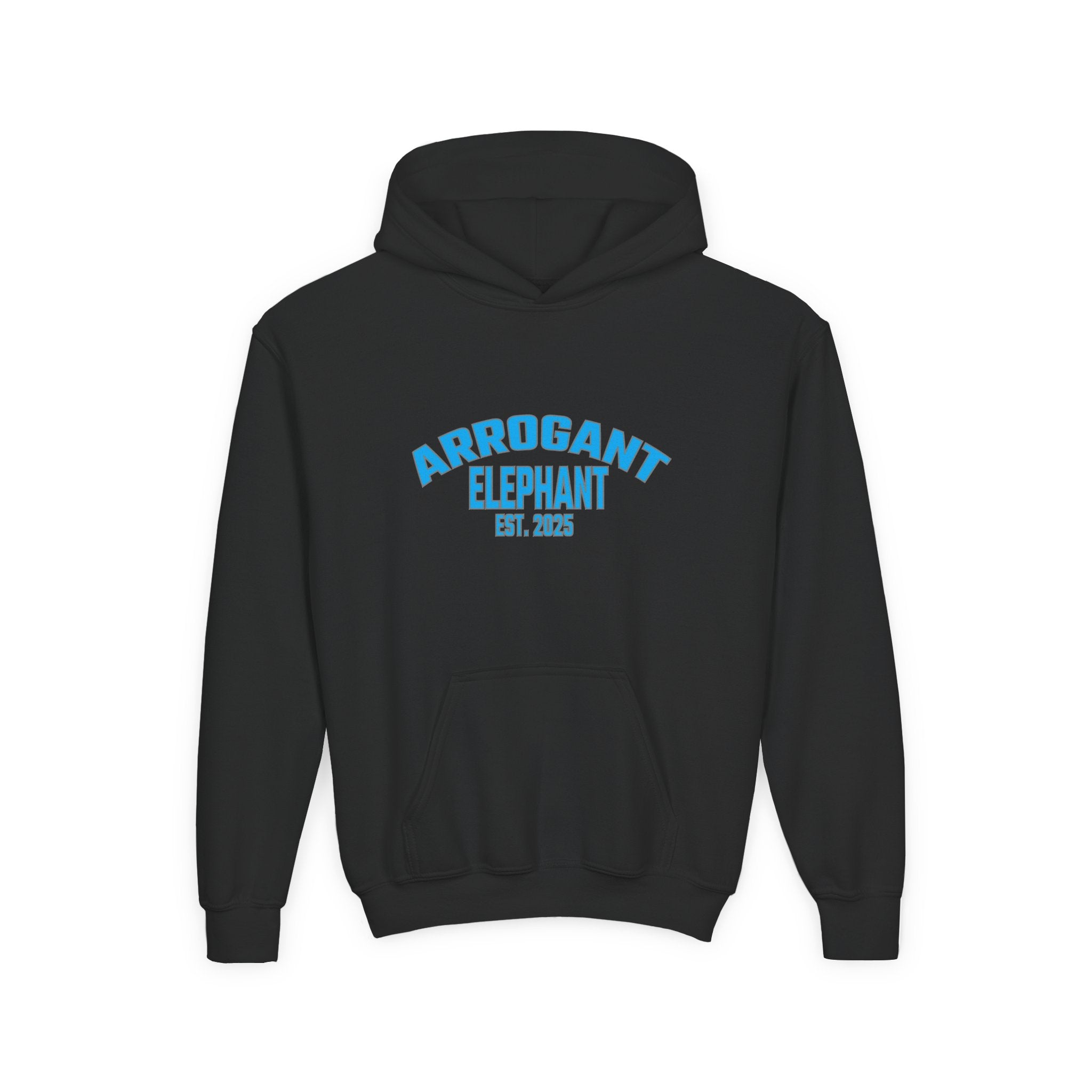 Arrogant Elephant™ Youth Hoodie – EST. 2025 - Retro Collegiate Graphic Sweatshirt