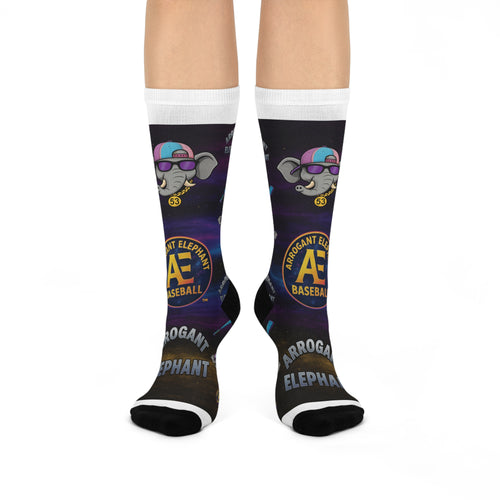 ARROGANT ELEPHANT™ Baseball Crew Socks (Elephant in Space)
