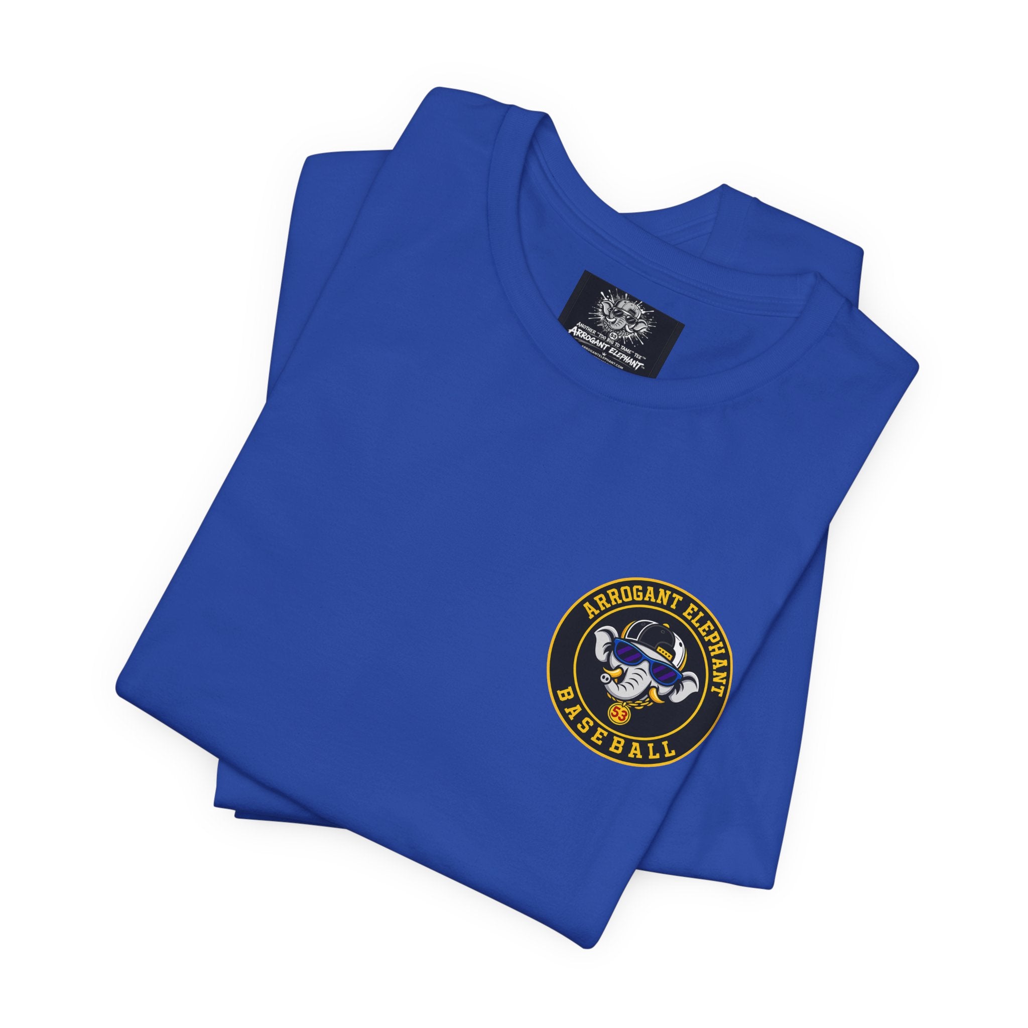 Adult Arrogant Elephant Graphic Tee — Retro Mascot Tee for Fans & Streetwear
