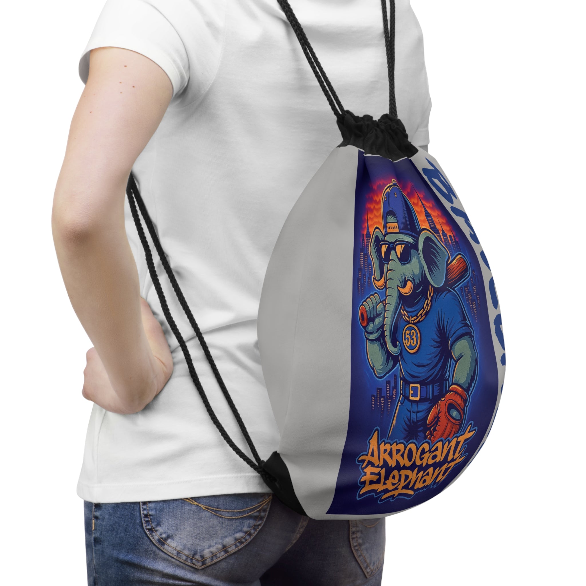 Arrogant Elephant Baseball Drawstring Bag