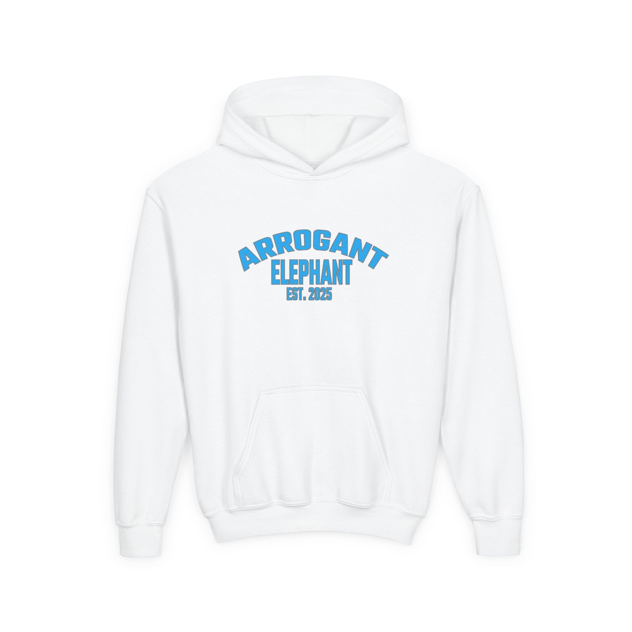Arrogant Elephant™ Youth Hoodie – EST. 2025 - Retro Collegiate Graphic Sweatshirt