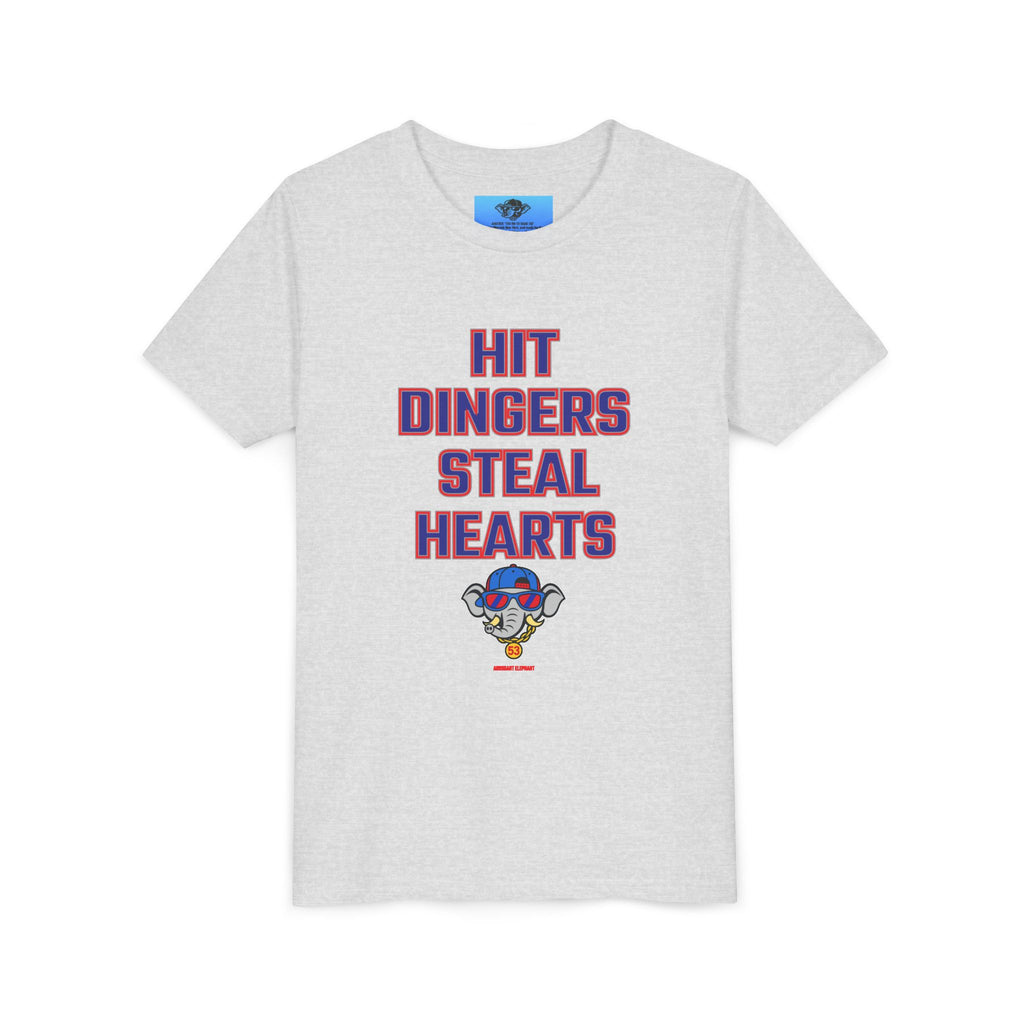 Arrogant Elephant™ Youth Baseball Shirt – Hit Dingers Steal Hearts Tee