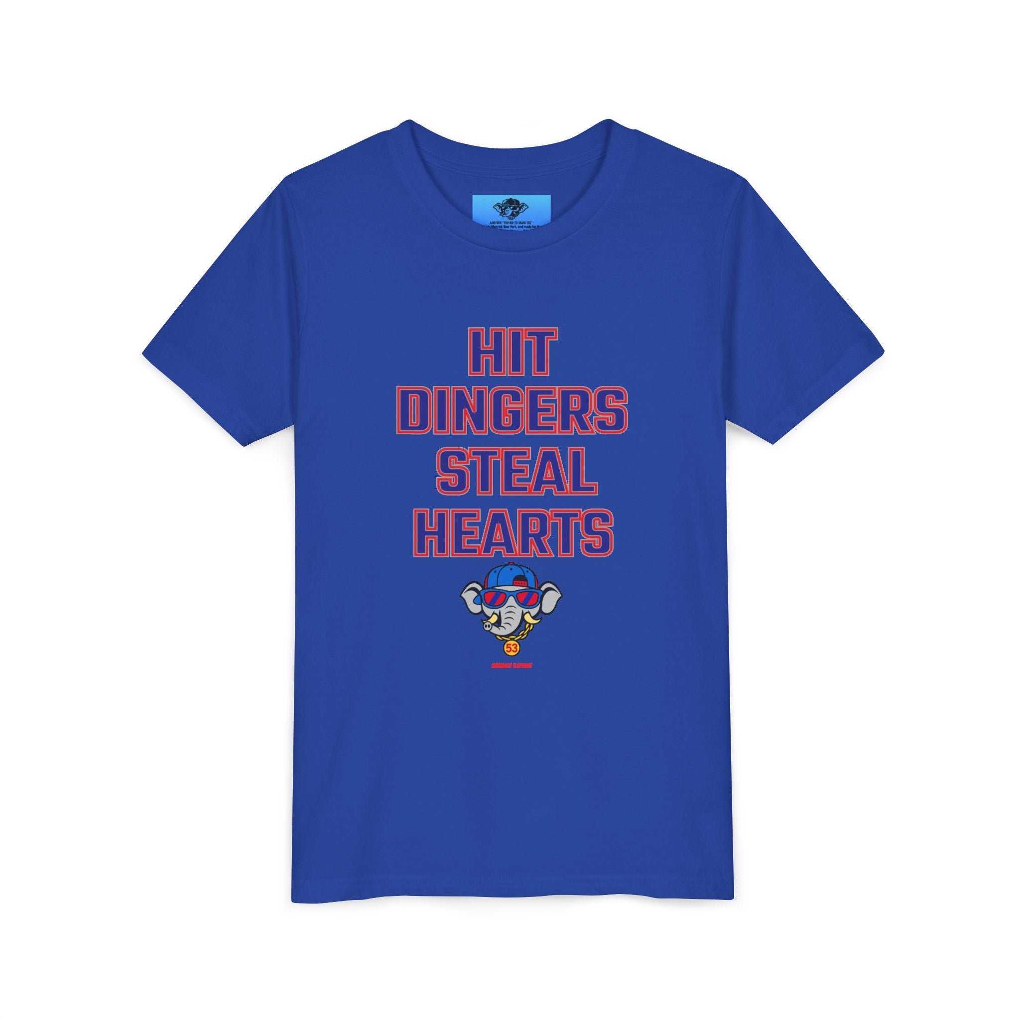 Arrogant Elephant™ Youth Baseball Shirt – Hit Dingers Steal Hearts Tee
