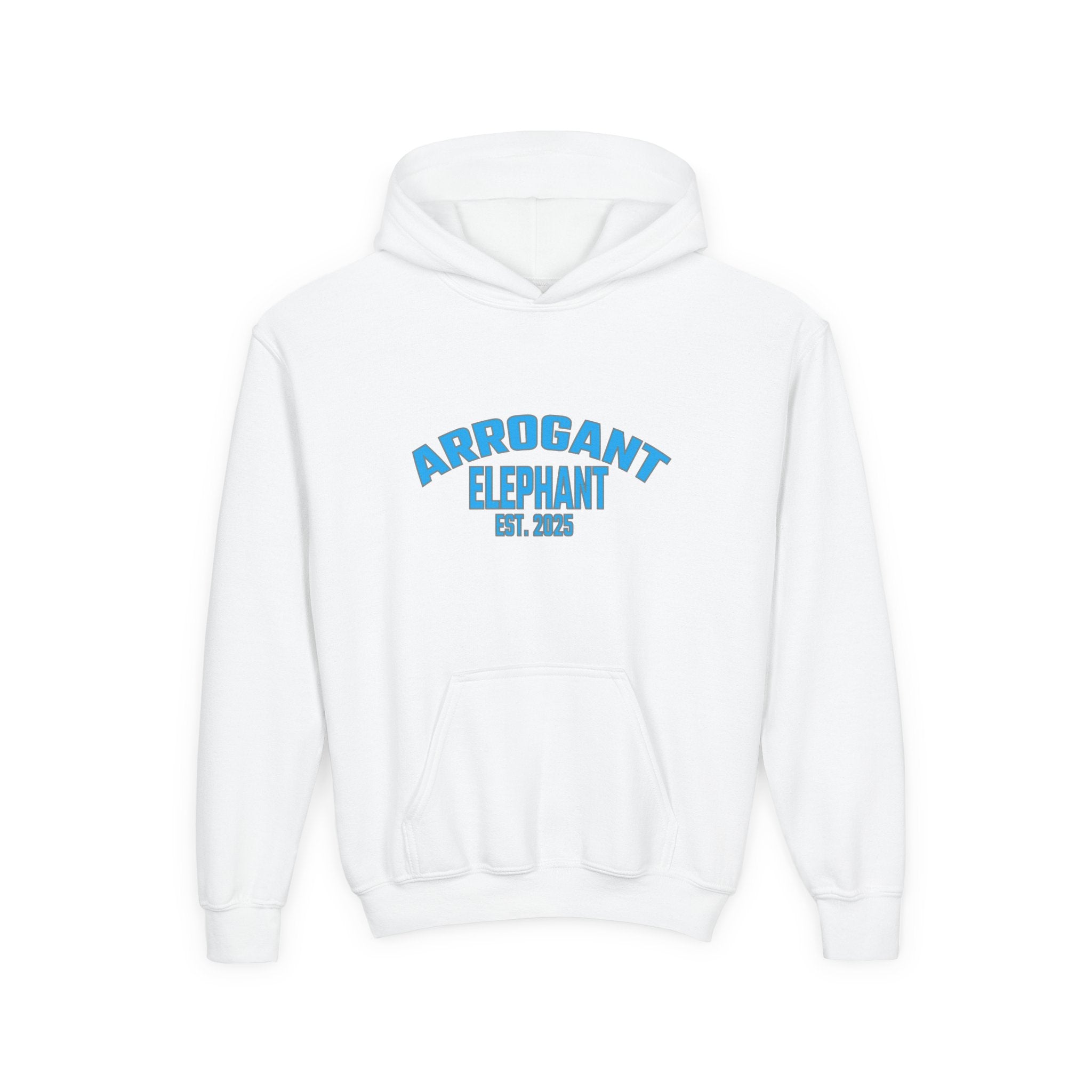 Arrogant Elephant™ Youth Hoodie – EST. 2025 - Retro Collegiate Graphic Sweatshirt