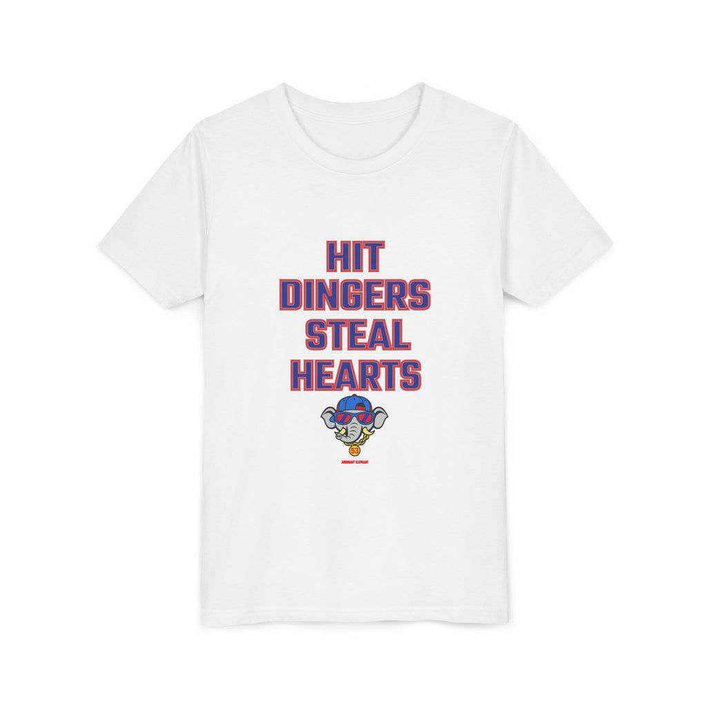 Arrogant Elephant™ Youth Baseball Shirt – Hit Dingers Steal Hearts Tee