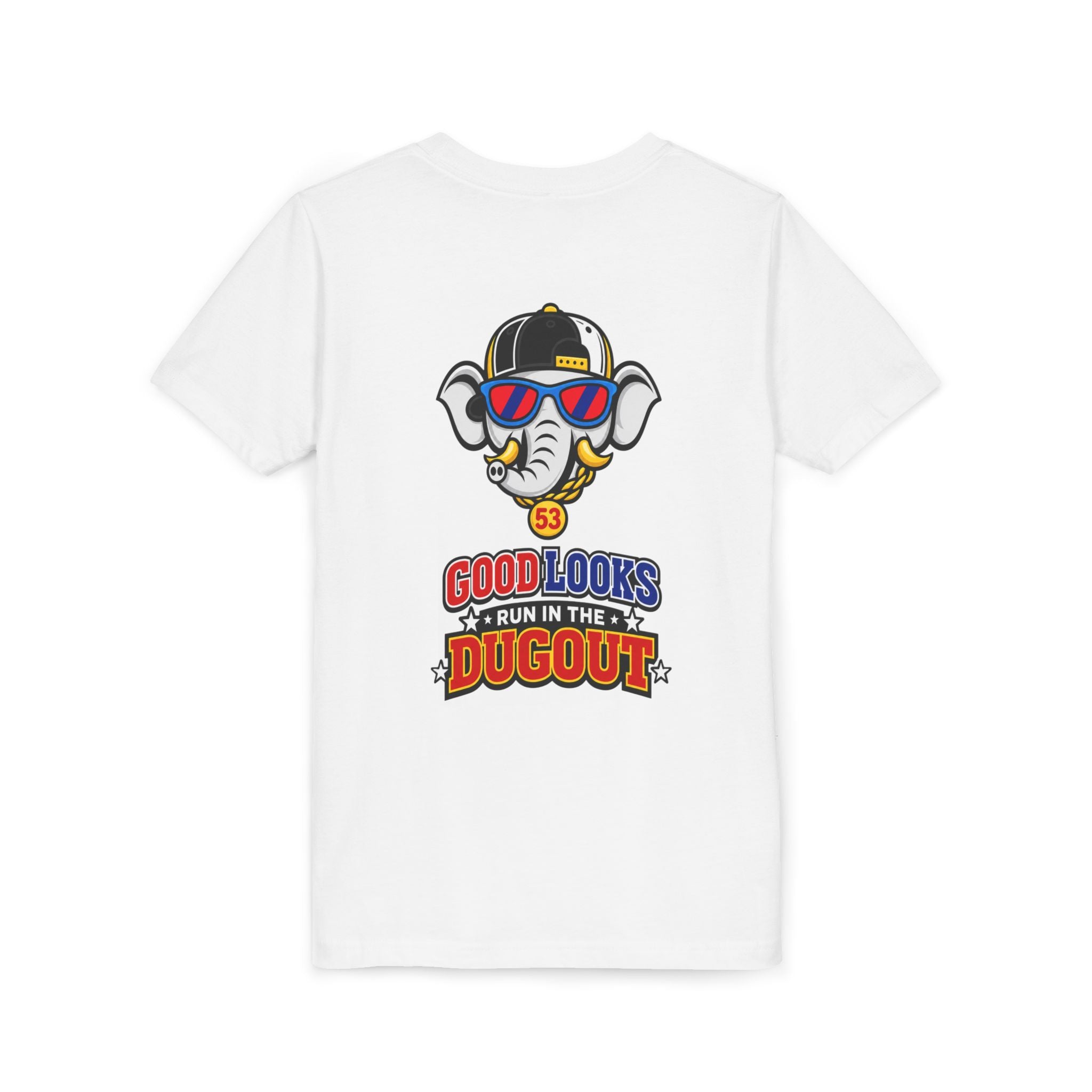 'Good Looks Run in the Dugout' Arrogant Elephant Graphic youth baseball Tee