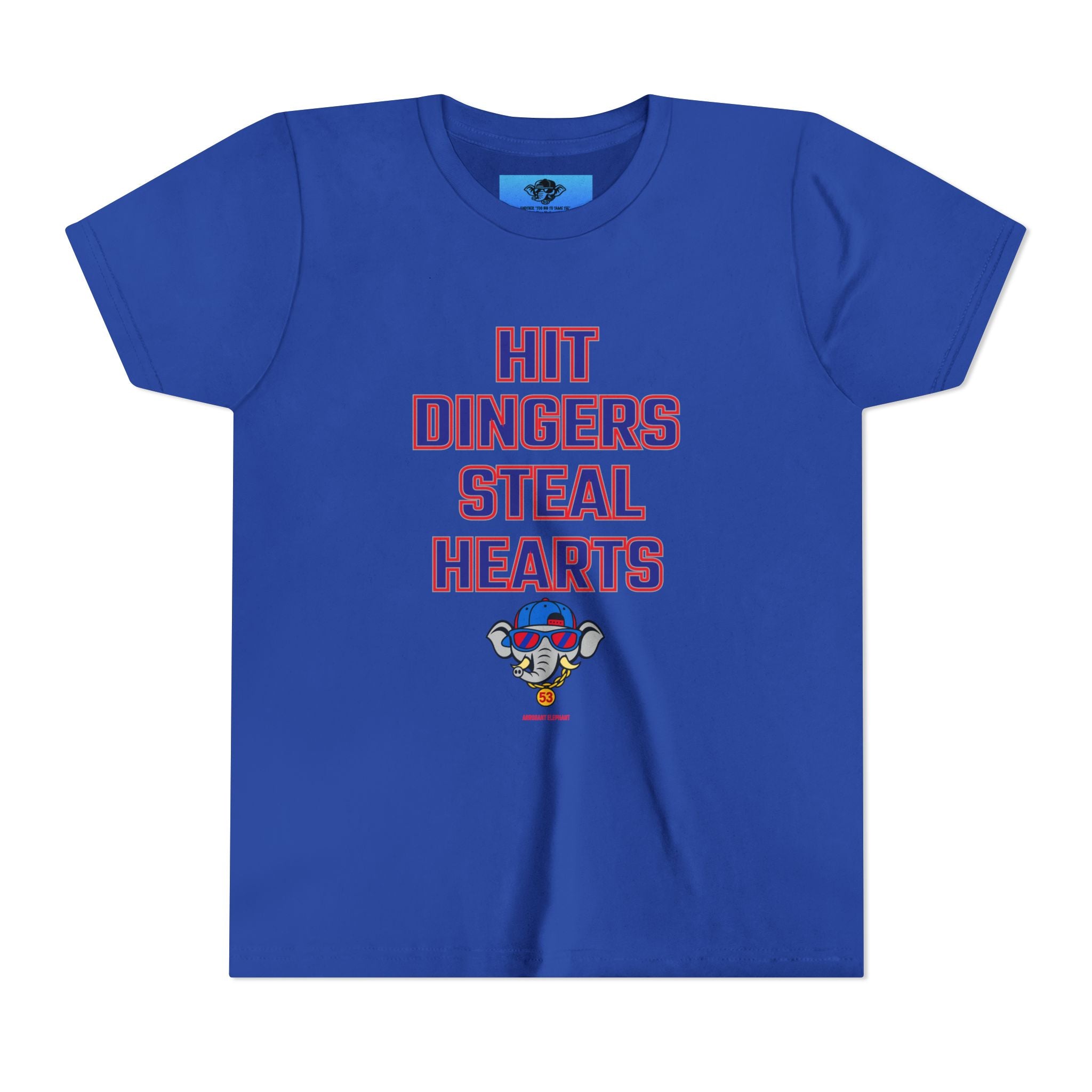 Arrogant Elephant™ Youth Baseball Shirt – Hit Dingers Steal Hearts Tee