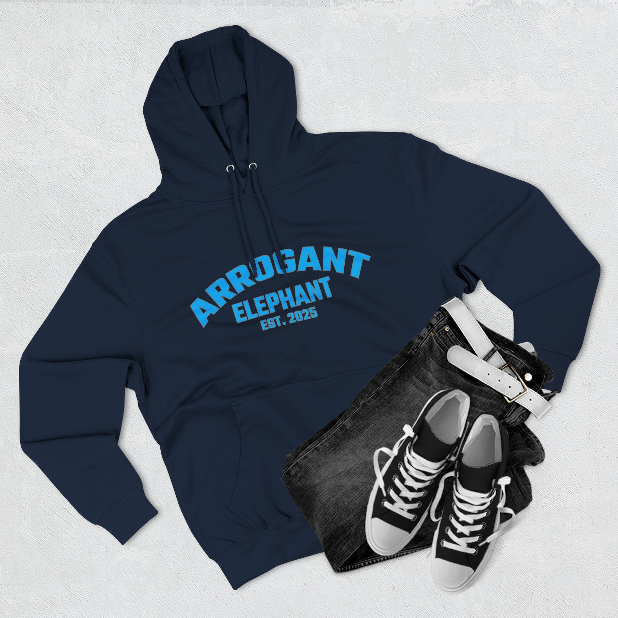Arrogant Elephant™ Retro Collegiate Hoodie – Est. 2025