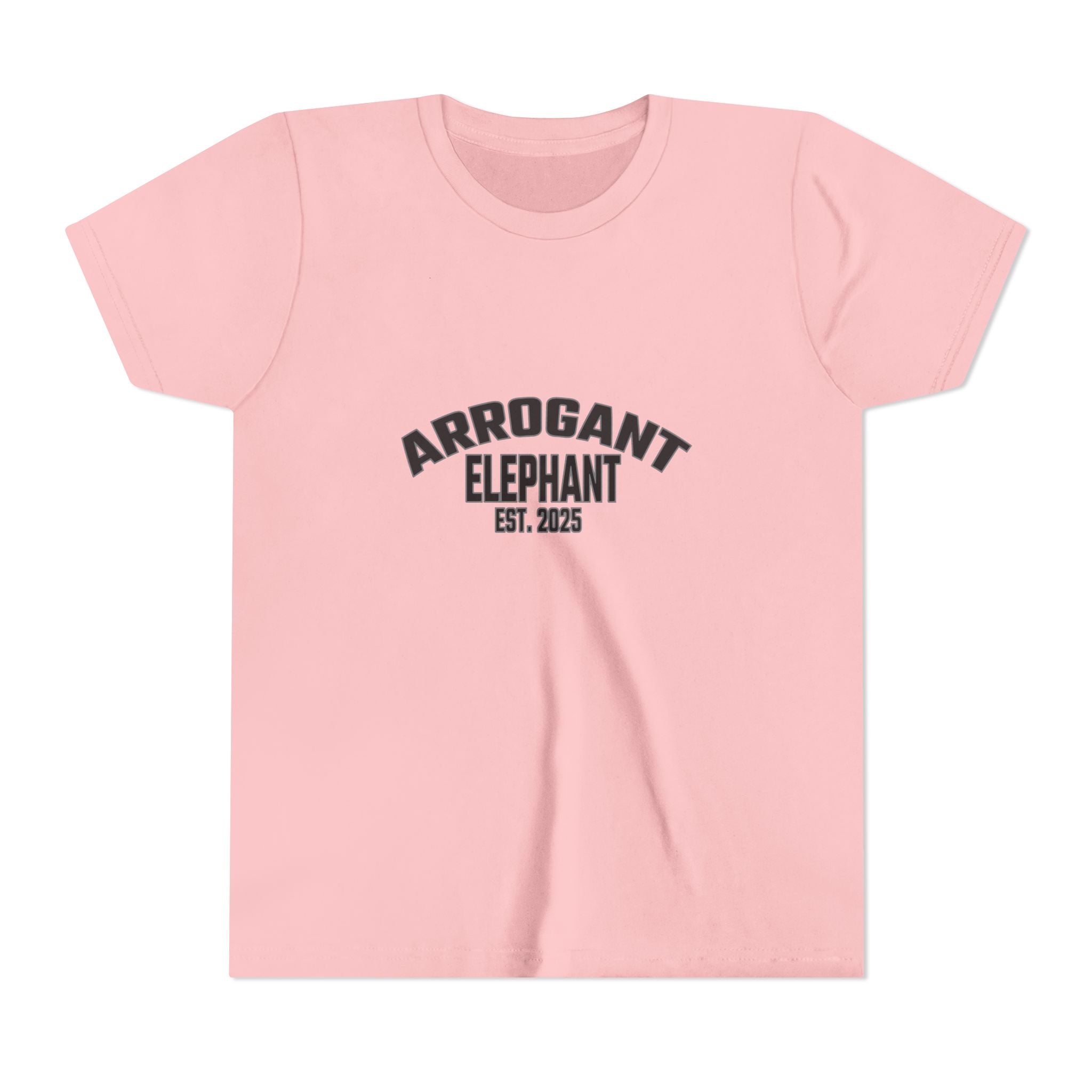 Arrogant Elephant Youth Tee — Retro Collegiate "Arrogant Elephant Est. 2025" Kids Shirt