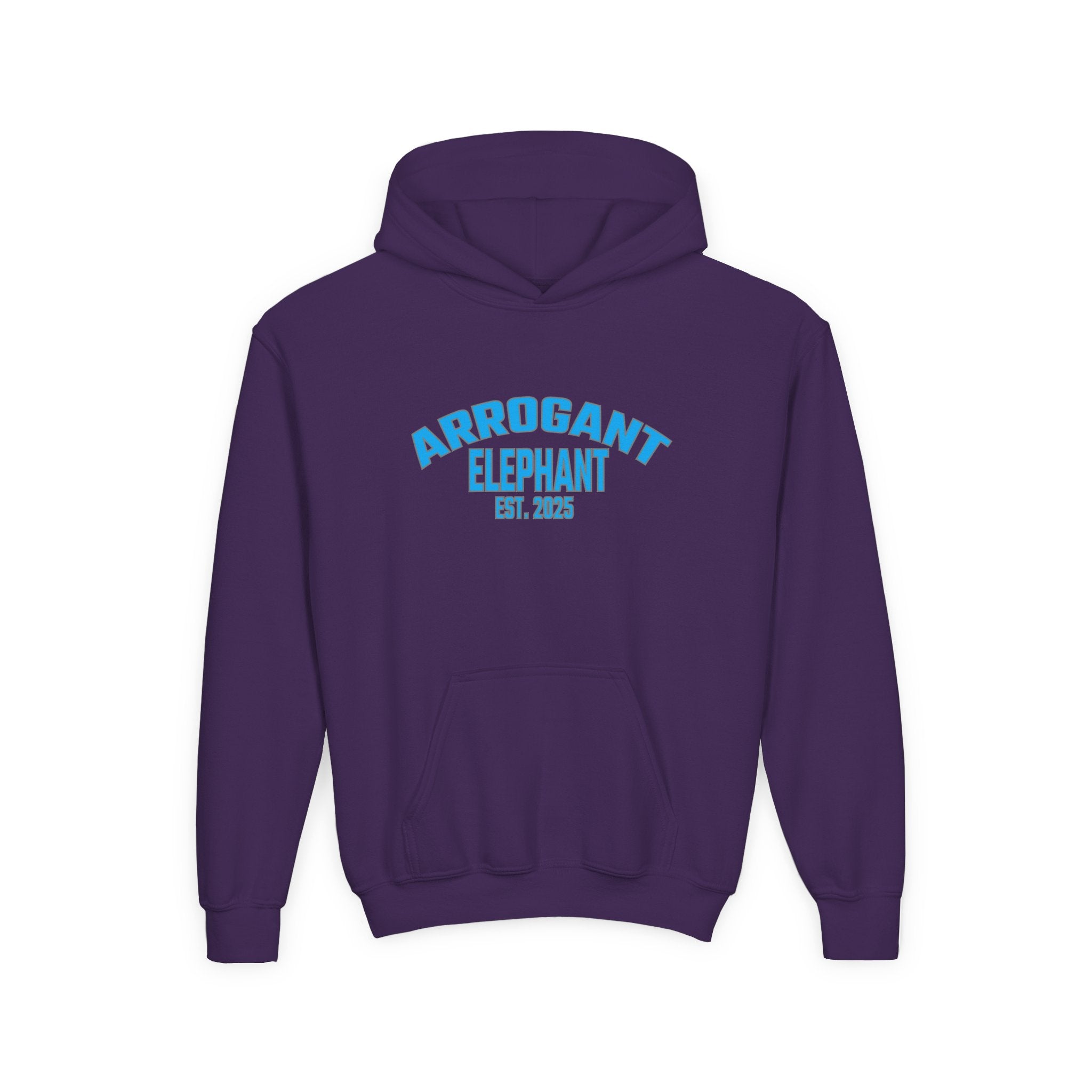 Arrogant Elephant™ Youth Hoodie – EST. 2025 - Retro Collegiate Graphic Sweatshirt