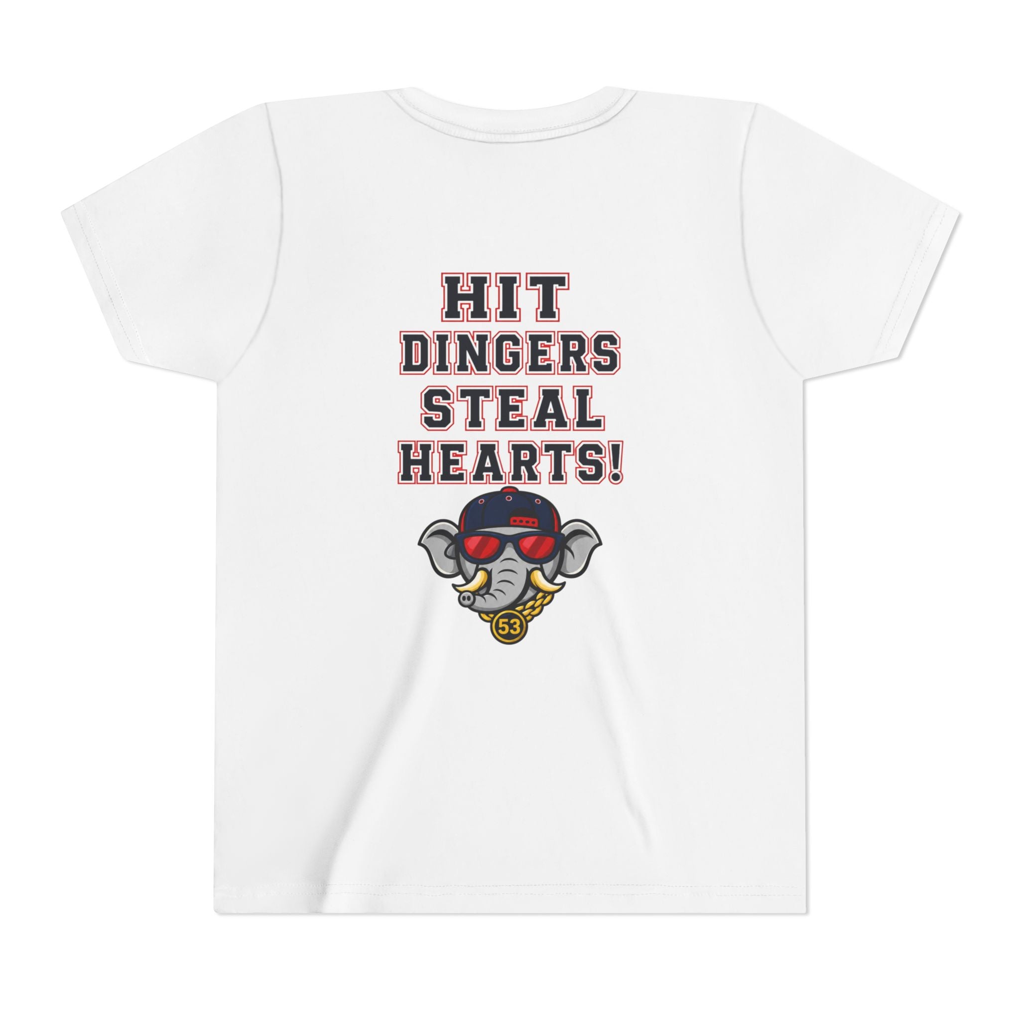 Arrogant Elephant™ Youth Baseball Shirt – Hit Dingers Steal Hearts Tee