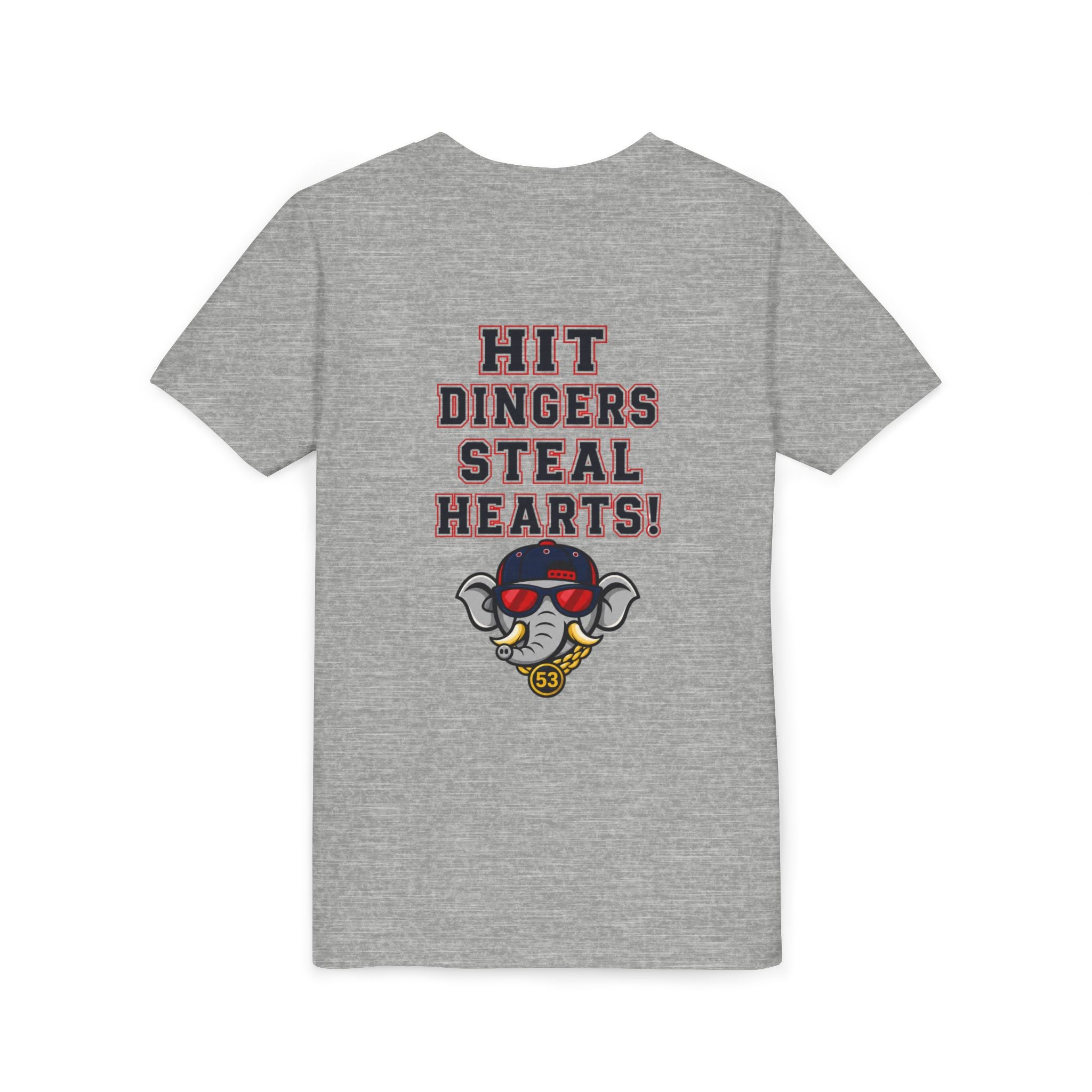 Arrogant Elephant™ Youth Baseball Shirt – Hit Dingers Steal Hearts Tee