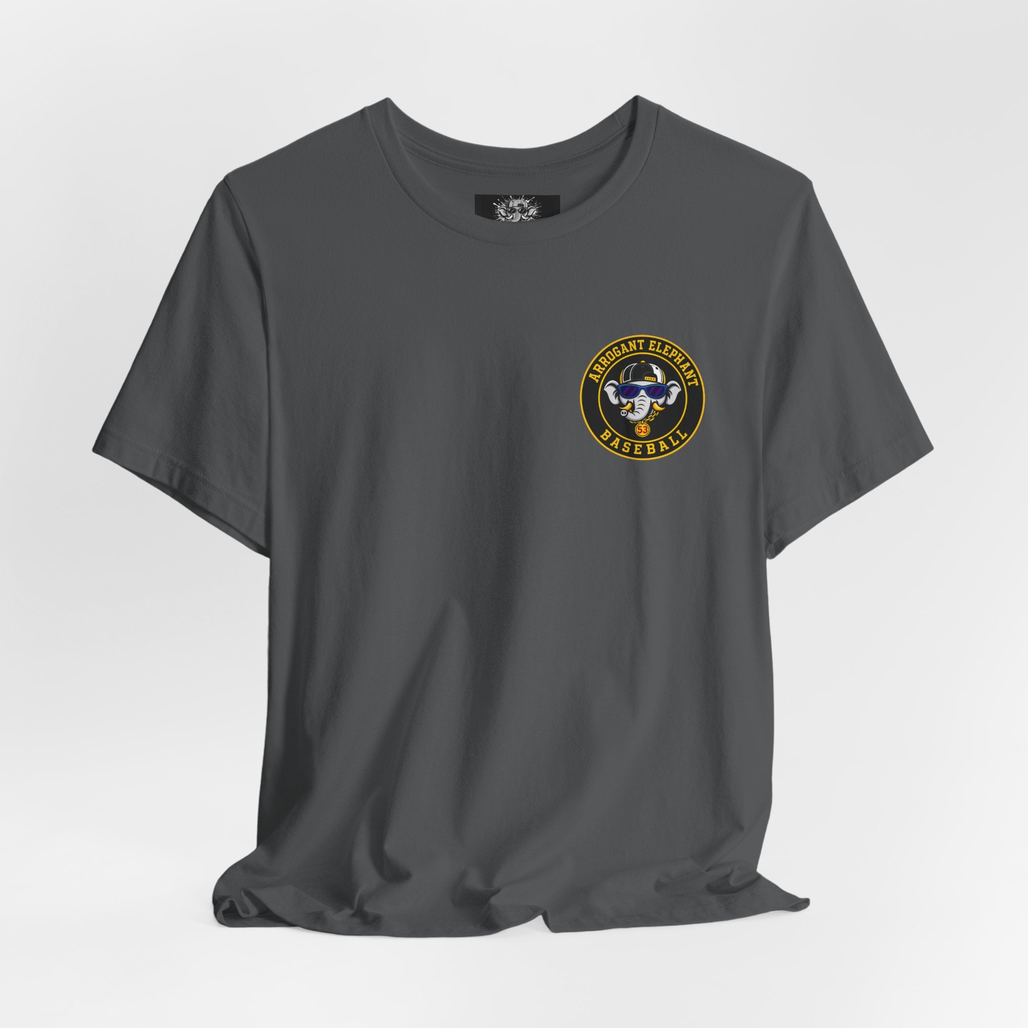 Adult Arrogant Elephant Graphic Tee — Retro Mascot Tee for Fans & Streetwear