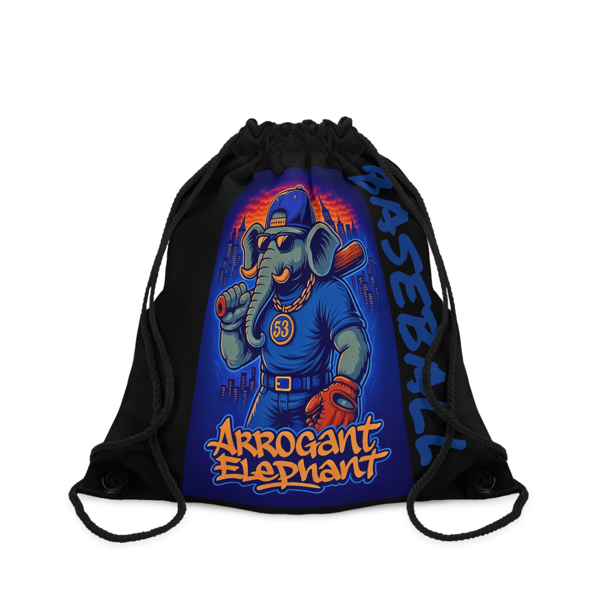 Elephant Baseball Drawstring Bag